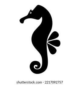 Vector silhouette of a seahorse on a white background. Seahorse side view. Great for logos, cards, banners, posters.