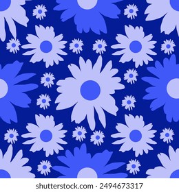 Vector - silhouette seamless pattern, colored illustration of flower heads.
