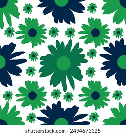 Vector - silhouette seamless pattern, colored illustration of flower heads.