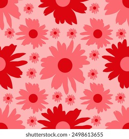 Vector - silhouette seamless pattern, colored illustration of flower heads.