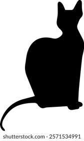 Vector silhouette of a seated sphinx cat