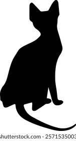 Vector silhouette of a seated sphinx cat