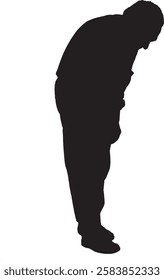 vector; silhouette, senior man searching on the floor