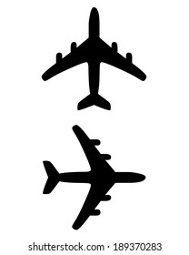 Vector silhouette set of an airplane