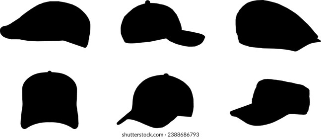 Vector silhouette set cabs and caps
