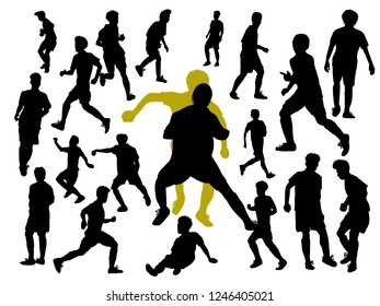 vector silhouette set of football or soccer player