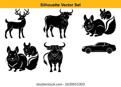 Conjunto de silueta de Vector de diseño de alta calidad
