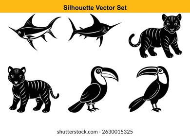 Vector silhouette set high quality design
