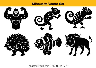 Conjunto de silueta de Vector de diseño de alta calidad
