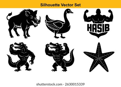 Vector silhouette set high quality design
