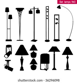 Vector silhouette set of lamps and lighting (Other set  in my portfolio)