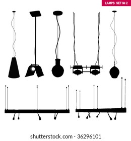 Vector silhouette set of lamps and lighting (Other set  in my portfolio)