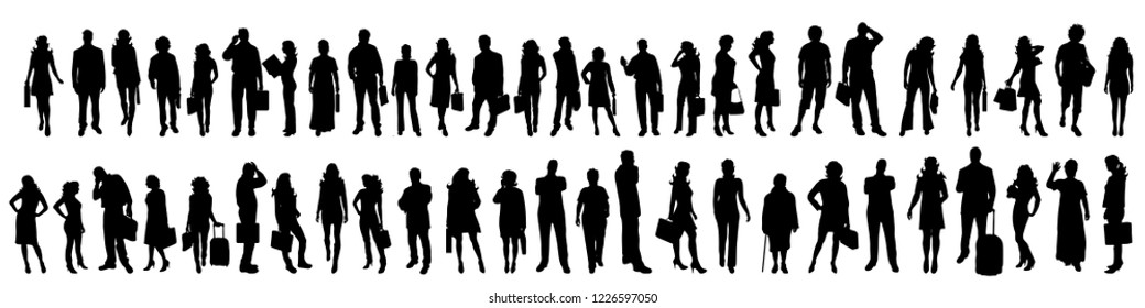 Vector silhouette of set of people.