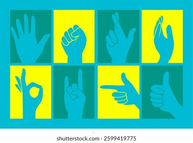 vector silhouette of several hands