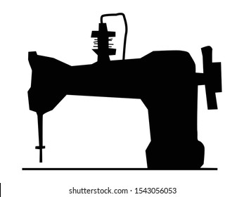 Vector silhouette of sew machine. Motives of sewing, fashion, manufacturing, clothes