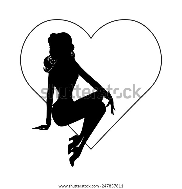Vector Silhouette Sexy Pinup Girl Sitting Stock Vector Royalty Free 247857811