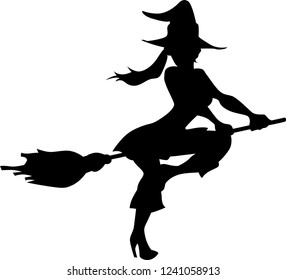 Vector silhouette of a sexy witch