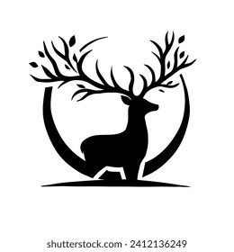 vector silhouette in the shape of a black and white deer, created using the infinite design app