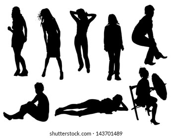 Vector silhouette shapes woman collection 3