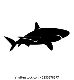 Vector silhouette of a shark on a white background