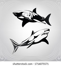 Vector silhouette of a shark in an ornament