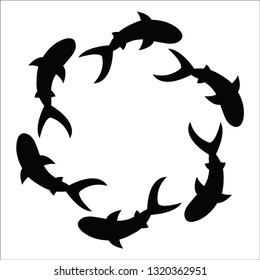 Vector Silhouette Sharks Stock Vector (Royalty Free) 1320362951 ...