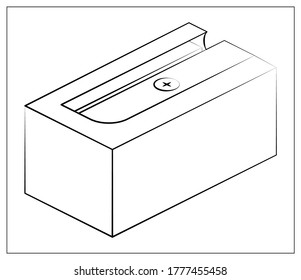 Vector Silhouette sharpener Icon. Outline vector illustration of sharpener for pencil for web design, logo, icon, app, UI. Isolated stock illustration on white.