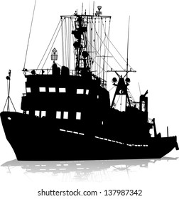 Vector silhouette of the ship on a white background