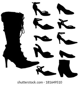 Vector silhouette of shoe on a white background.