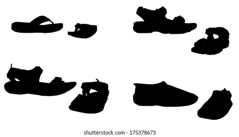 Vector silhouette of shoes on a white background.