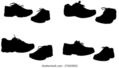 Vector silhouette of shoes on a white background.