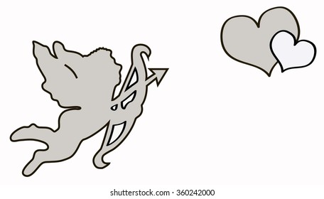 Vector silhouette shooting cupid. Image for your design or postcard.