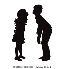 Vektorsilhouette von Geschwistern auf weißem Hintergrund. Symbol der Familie.