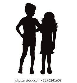 Vektorsilhouette von Geschwistern auf weißem Hintergrund. Symbol der Familie.