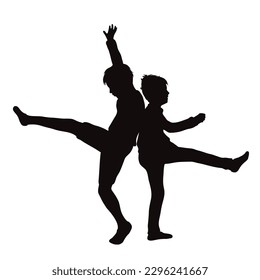 Vektorsilhouette von Geschwistern auf weißem Hintergrund. Symbol der Familie.