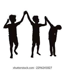 Vector silhouette of siblings on white background. Symbol of family.