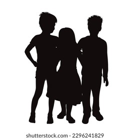 Silueta vectorial de hermanos sobre fondo blanco. Símbolo de familia.