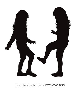 Vektorsilhouette von Geschwistern auf weißem Hintergrund. Symbol der Familie.