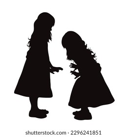 Vektorsilhouette von Geschwistern auf weißem Hintergrund. Symbol der Familie.