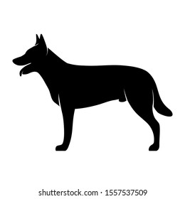 Vector silhouette of a side dog on a white background