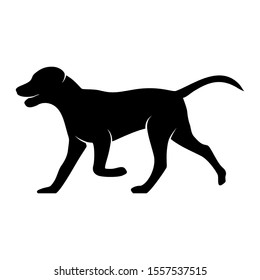 Vector silhouette of a side dog on a white background