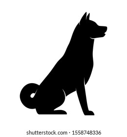 Vector Silhouette of a side dog on a white background. isolated dog illustration