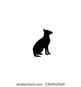 Vector silhouette of a side dog on a white background