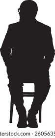 vector; silhouette of side view adult man sitting in a chair 