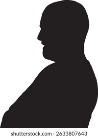 vector; silhouette side view of adult man arms crossed 
