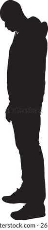 vector silhouette of a side view of a african man standing and looking down