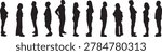 vector,  silhouette of side view of group of people standing
