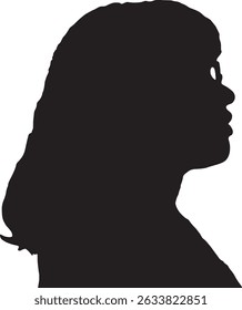 vector; silhouette side view of headshot of a adult woman 