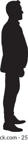 vector; silhouette; side view of man standing