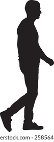 vector; silhouette; side view of a man walking